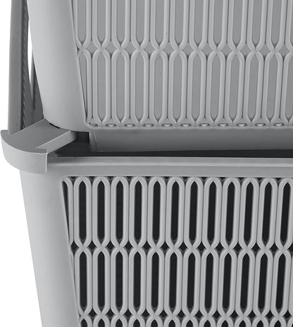 Simplify 2Pk Small Slide 2 Stack It Tote Basket | Storage & Organization | Open Bins with Stackable Capability | Bathroom | Crafts | Pantry | Playroom | Office | Grey
