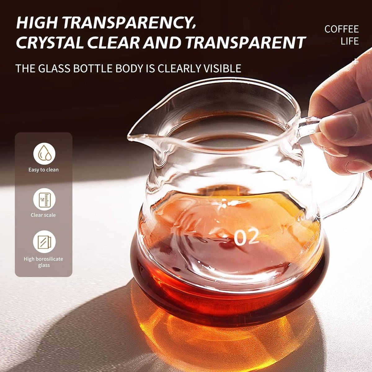 Glass Coffee Server for Drip Coffee Maker, Standard Glass Coffee Carafe, Coffee Pot with Lid, Clear, 02 600ml(20oz)