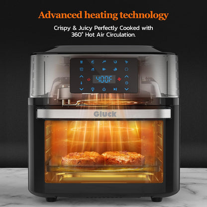 Air Fryer Oven Large 20 QT, 10-in-1 Toaster Oven Air Fryer Combo with Window for Family, Airfryer Oven with Rotisserie, 3 Dehydrating Racks, ETL Certified