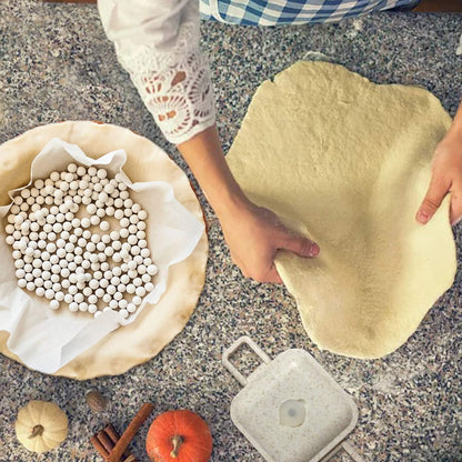 Baking Ceramic Pie Weights, Natural Stoneware For Blind Baking Pie Crusts | 1.5 lb 10mm Ceramic Pie Weights, Heat Resistant to 480°F, Reusable Pie Weights for Homemade &amp; Store-Bought Pie Crusts