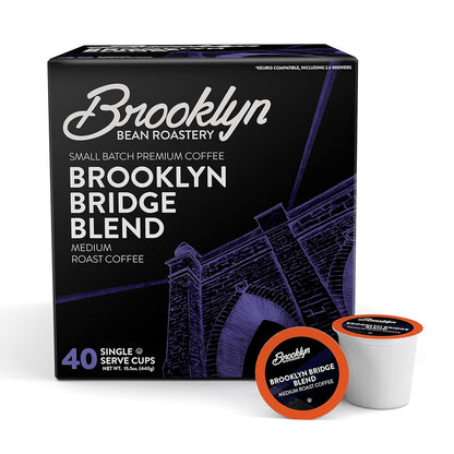 Brooklyn Beans Brooklyn Bridge Blend Gourmet Coffee - Compatible with Keurig 2.0 K Cup Brewers, 40 Count, Rich and Bold Medium Roast