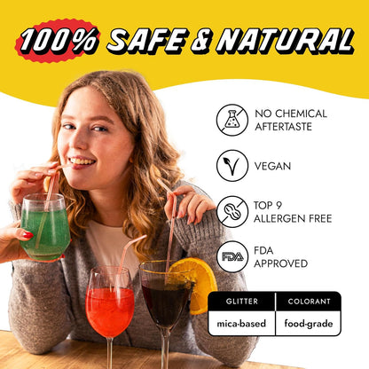 Monégasque Canary Yellow Edible Glitter for Drinks 10g – Yellow Edible Glitter for Cakes & Cocktails – Halloween Cocktail Drink Shimmer Flakes
