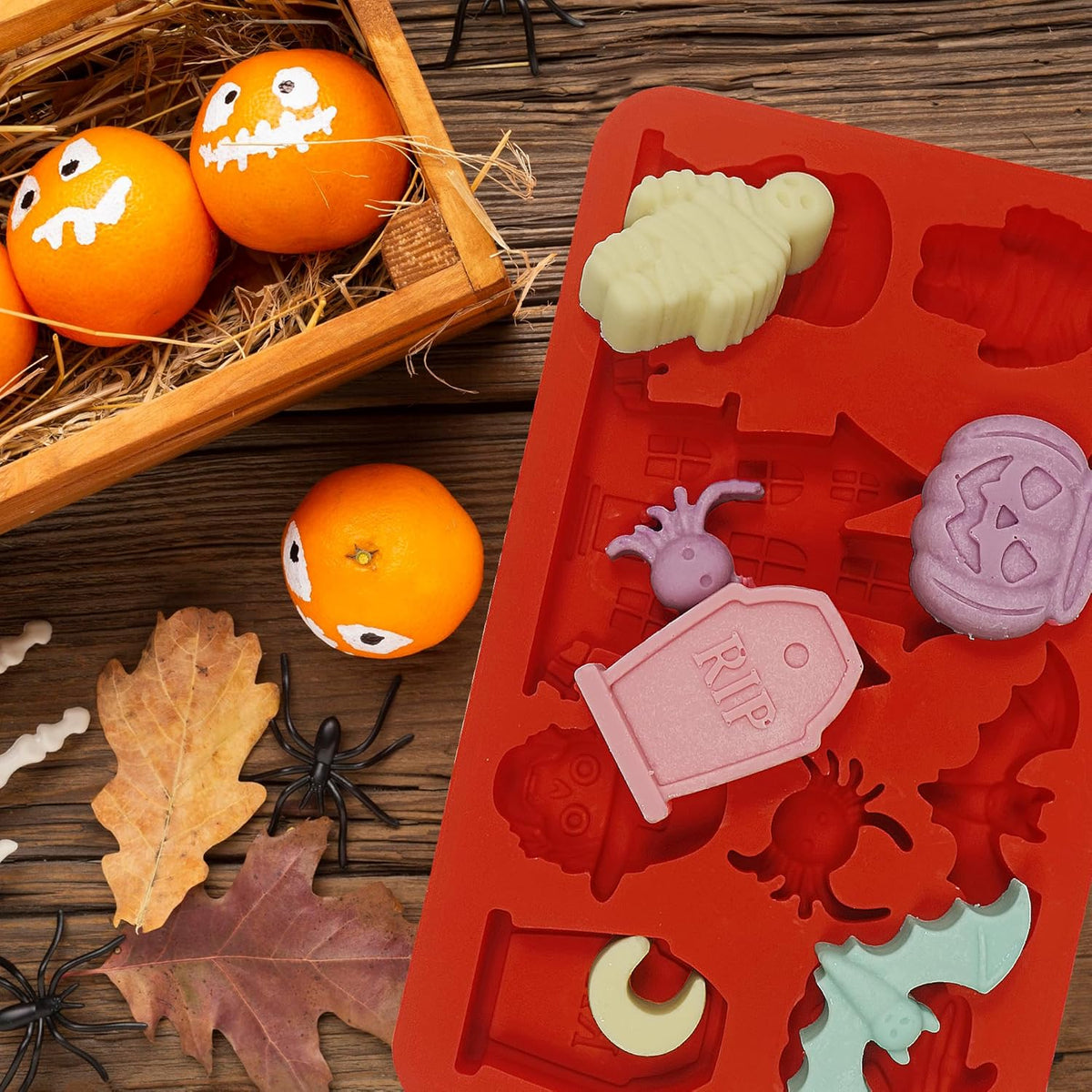 2Pcs Halloween Pumpkin Molds Silicone for Chocolate Candy, 3D Halloween pumpkin Molds Silicone for Candy Gummy (Mix)