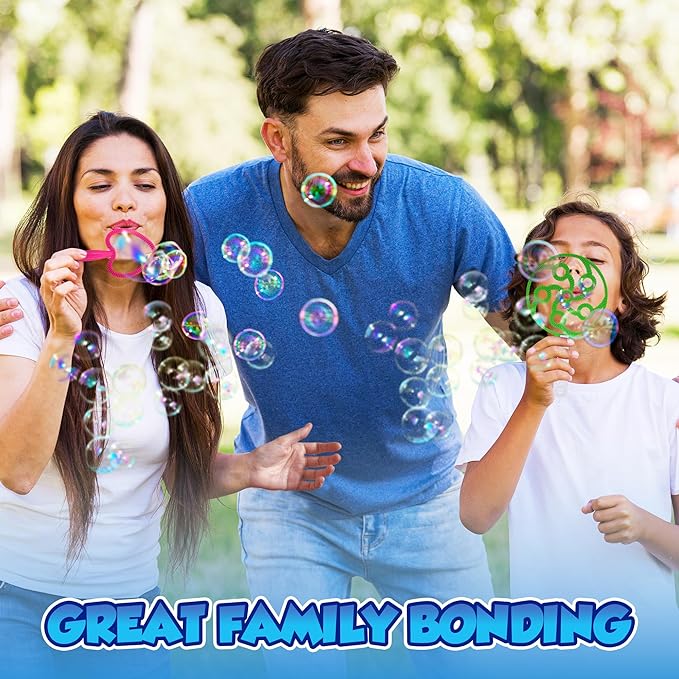 Bubble Wands for Kids | Giant Bubble Wand | Bubbles for Kids | 19,11 Large Bubbles Rings Blowing Set for Big Bubbles Includes 3 Original Mix Kit