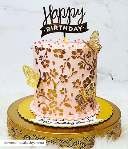 Large Cake Decorating Stencil (Maia) Sakura Leaves Pattern