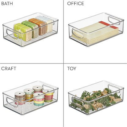 iDesign Stackable Pantry Bin with Handles for Kitchen Storage, Set of 4, Clear, Made in USA