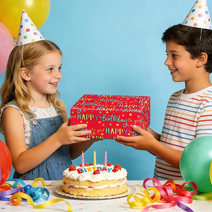 WRAPAHOLIC Birthday Wrapping Paper Roll - 3 Mini Rolls - 17 Inch x 120 Inch Per Roll - Gift Box and Happy Birthday Wrapping Paper for Boys Girls Kids, Baby Shower