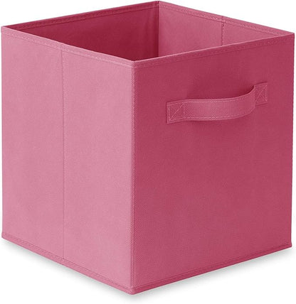 Casafield Set of 6 Collapsible Fabric Cube Storage Bins, Hot Pink - 11" Foldable Cloth Baskets for Shelves, Cubby Organizers & More
