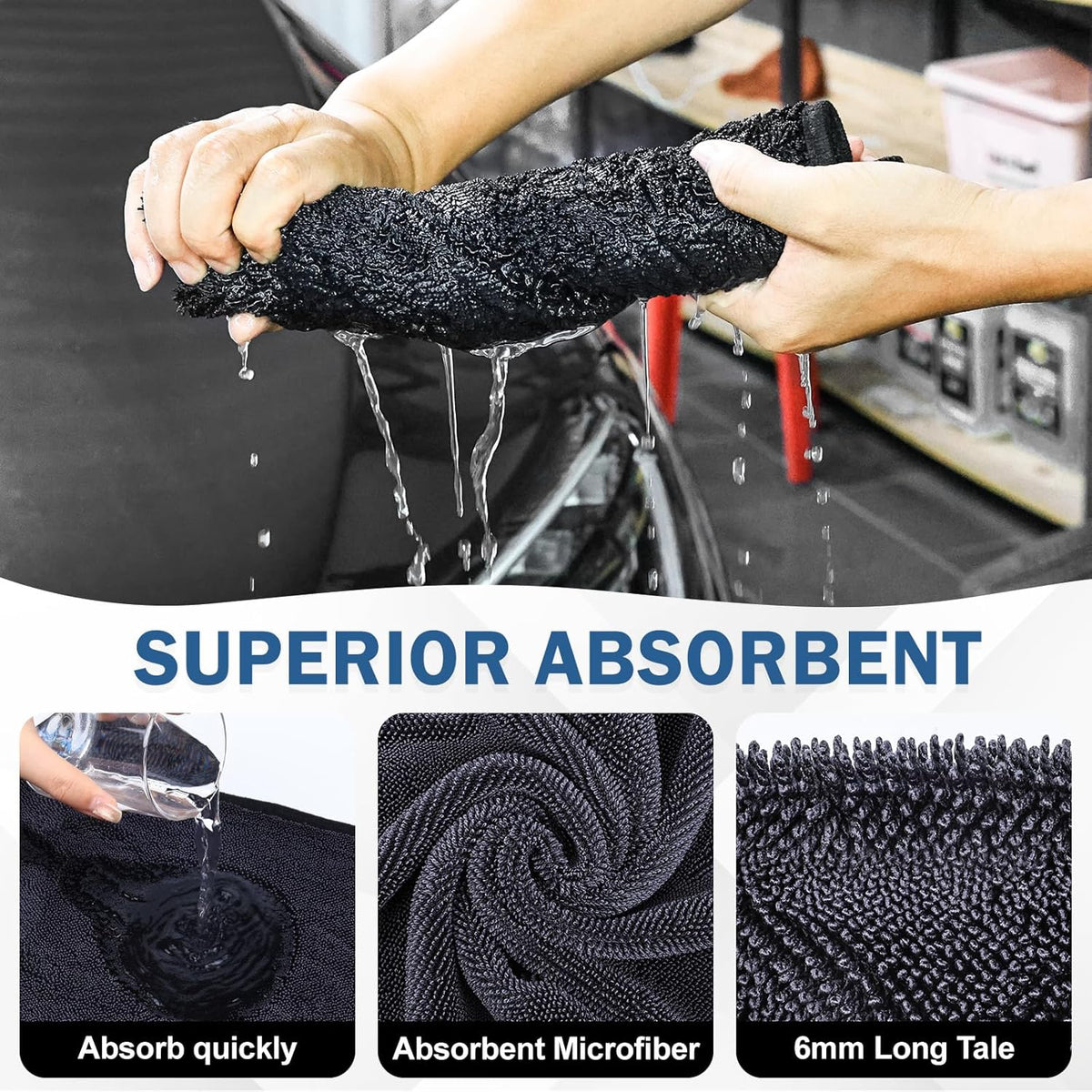 Navona 5-Pack 600GSM Professional Microfiber Car Drying Towels - Ultra Absorbent, Scratch-Free, Lint-Free (23.6" x 15.7") for Auto Detailing & Car Wash and Household Use.