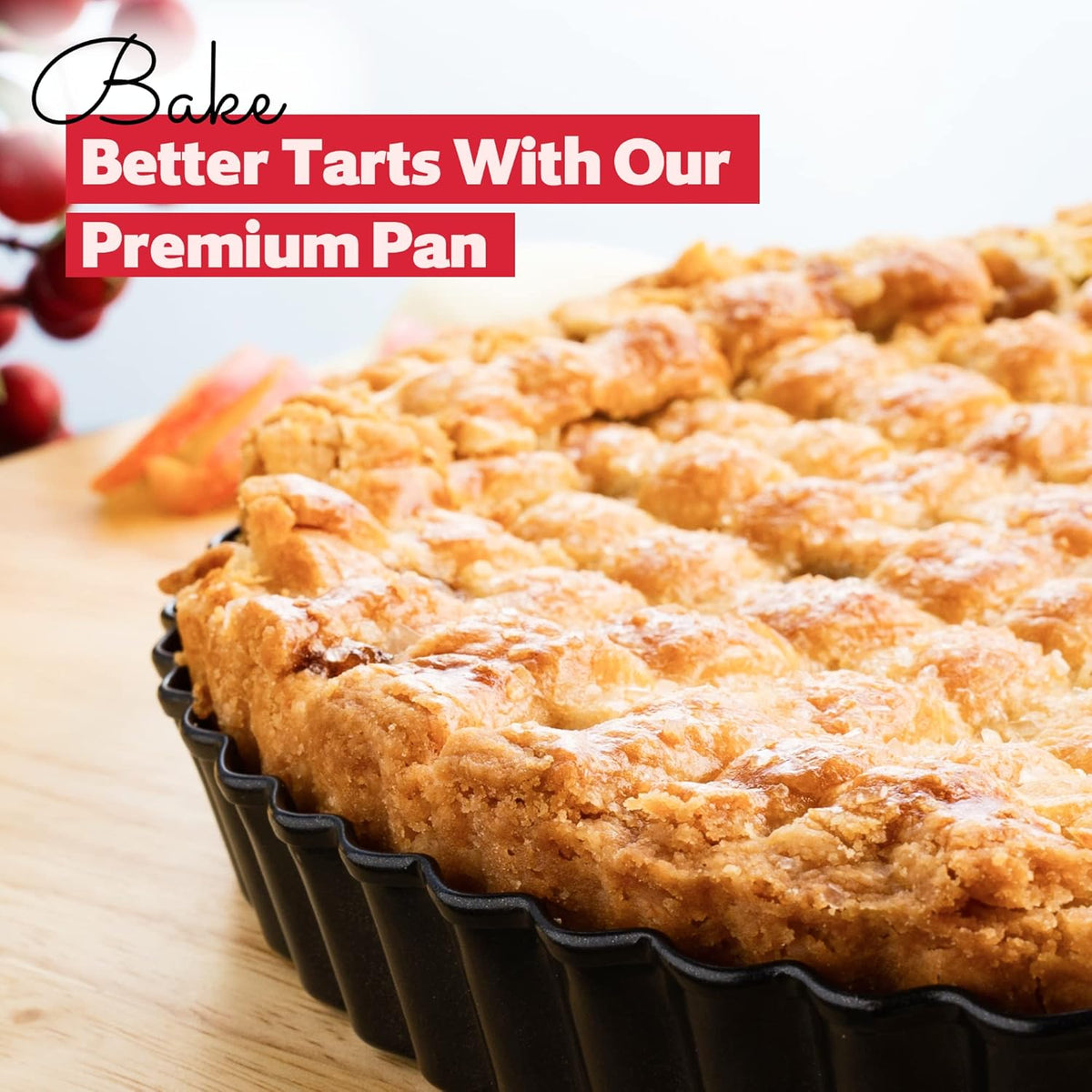 Tart Pan 10 Inch Removable Bottom- Carbon Steel Quiche Pan, Rust & Temperature Resistant Quiche Baking dish 550-600 °F- Non-Stick