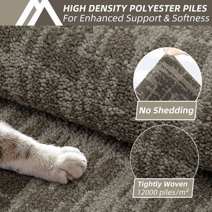 COSY HOMEER Kitchen Rugs 20"x32"+20"x48" Absorbent Soft Kitchen Mats for Floor Non Slip Kitchen Runner Rug Polyester Washable Kitchen Floor Mats for Sink Mat,Hallway,Laundry,Light Brown