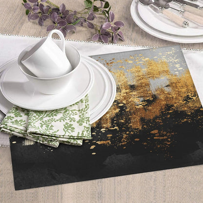 Black Gold Art Splash Dish Drying Mat for Kitchen Counter, Absorbent Microfiber Abstract Modern Drying Pad, 16 x 18 inch, Luxury Decorative Foldable Kitchen Mat for Sink &amp; Coffee Bar, Black Home Decor