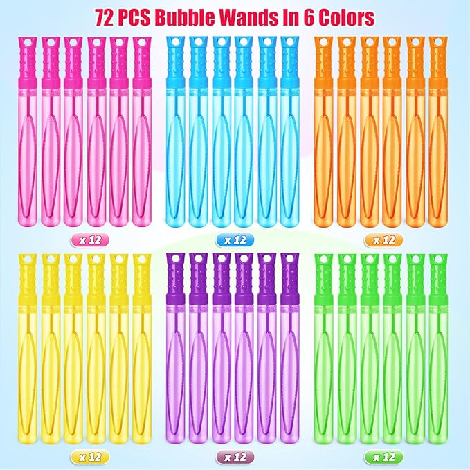 SpringFlower Bubble Wand, 72 Pcs Bubble Wands Bulk, Summer Toys Outdoor Activity Supply,Birthday, Wedding, Party, Bubble Party Favors