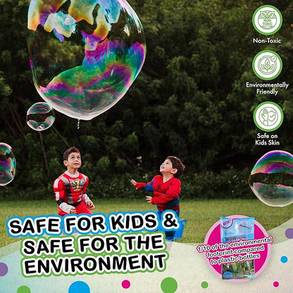 WOWMAZING Giant Bubble Kit: Space - Incl. Wand, 2 Big Bubble Concentrate Pouches and 8 Glow-in-The-Dark Stickers | Outdoor Toy for Kids, Girls | Bubbles Made in The USA - Space Kit