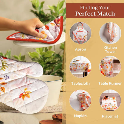 Maison d' Hermine Pot Holders 100% Cotton Heat Resistant Potholders 8" x 8" Hot Pads with Loop BBQ, Cooking, Baking, Grilling, Kitchen