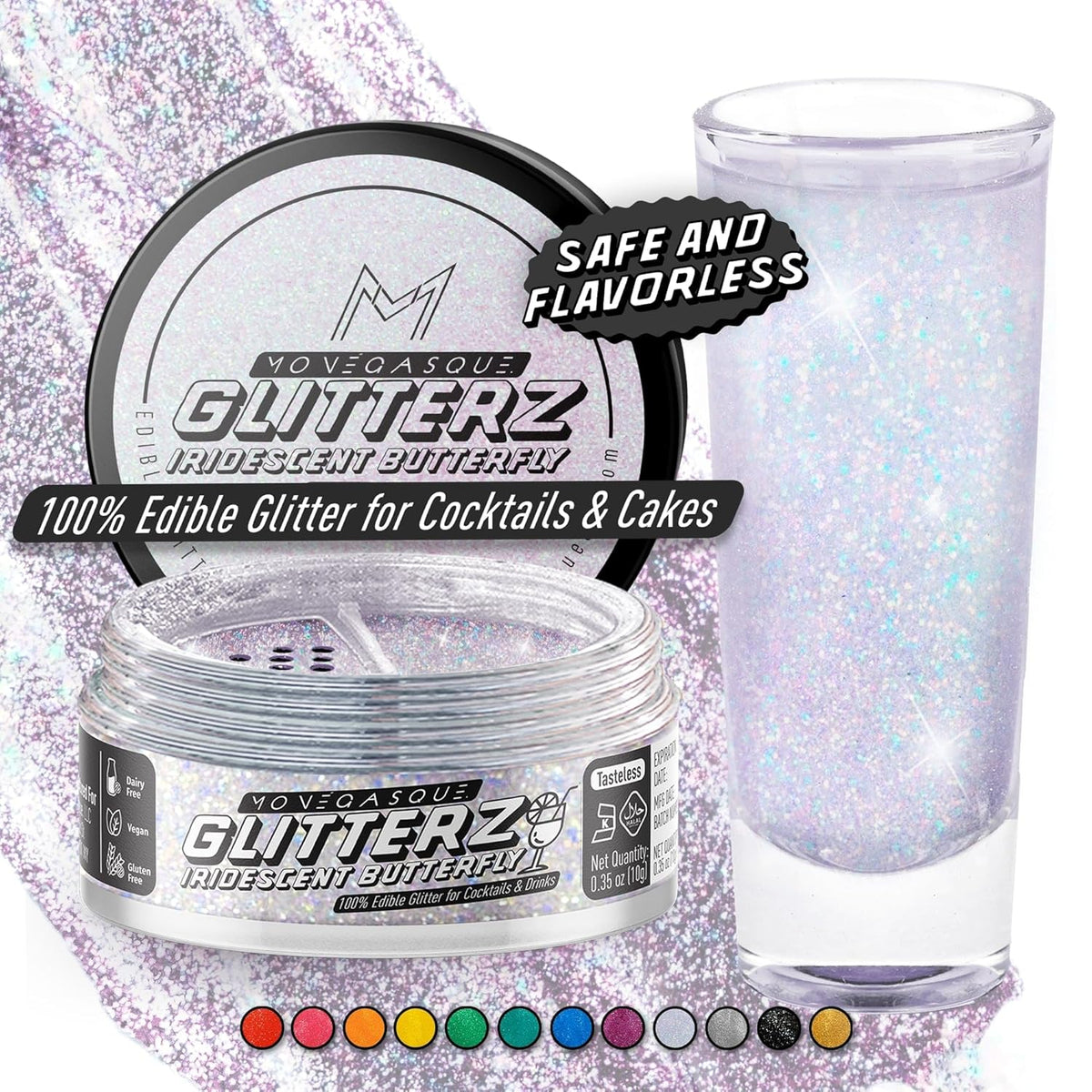 Monégasque Iridescent Edible Glitter for Drinks 10g – Halloween Edible Glitter for Cakes & Cocktails - Cocktail & Drink Shimmer Powder
