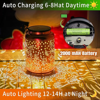 Mothers Day Gifts Hummingbird Solar Lanterns Outdoor Waterproof, 14.6'' Large Solar Lamps, Upgraded 2000mAH Battery, Metal Birthday Gifts for Women Mom Grandma, Garden Yard Patio Decor