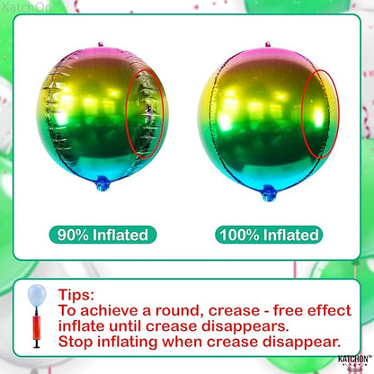 KatchOn, Metallic Ombre Balloons 22 Inch - Pack of 6 | Round 360 Degree 4D Rainbow Balloons | Gradient Rainbow Balloon for Mardi Gras Decorations | Tie Dye Balloons for Mardi Gras Birthday Decorations