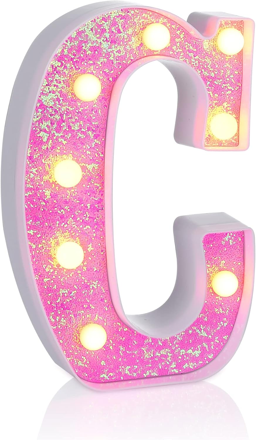 Foaky Pink Light up Letters，Pink Party Decorations,Girls Room Decor,Glitter Light Up Letters