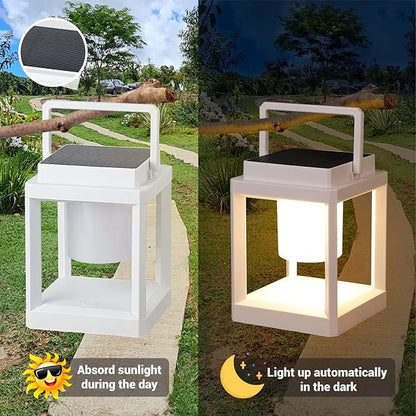 DAKAFUL Outdoor Table Lamp, Led Lamps for Nightstand, Solar Lanterns Outdoor Hanging for Patio Waterproof, Cordless Battery Operated Lamp, Rechargeable Solar Lantern for Reading, Decor, Camping