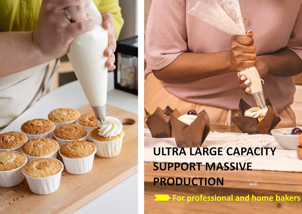 24 Inch Extra Large Piping Bags,100 Pack Disposable Pastry Bags,Thick Anti-Burst Icing Piping Pastry Bags For Frosting Decorating Cake Cupcake Cookie