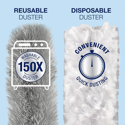 Bona High Performance Dusting System - 1 Extendable Handle, 3 Disposable Dusters, 1 Reusable Duster, & 1 Storage Bag - Extendable Dusting Kit