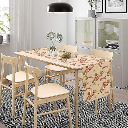 Western Cowboy Table Runner,Vintage Country Cowboy Horse Desert Print Table Runner for Farmhouse Kitchen Dining Table Holiday Home Party Decor 13x120in
