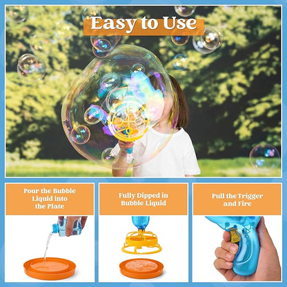 Sloosh Whale Bubble Gun with Refill Solution, Bubble Gun Machine Blower Toy for Kids, Adults, Party Favors, Summer, Easter Basket Stuffers, Birthday Gift