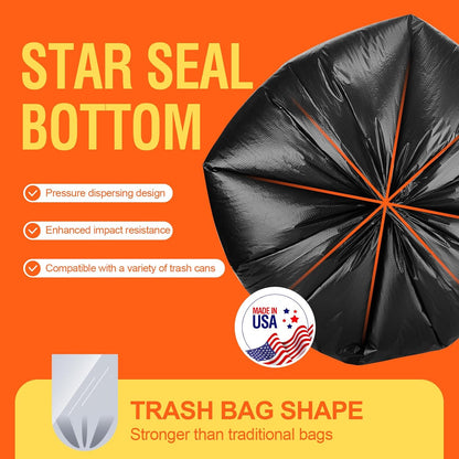 Delxo 30-33 Gallon Black Trash Bags, 250 Count – Medium Duty Garbage Bags, Thick, Durable & Puncture-Resistant Plastic Bolsas para basura, Perforated Design– Made in USA for Kitchen, Yard, Office