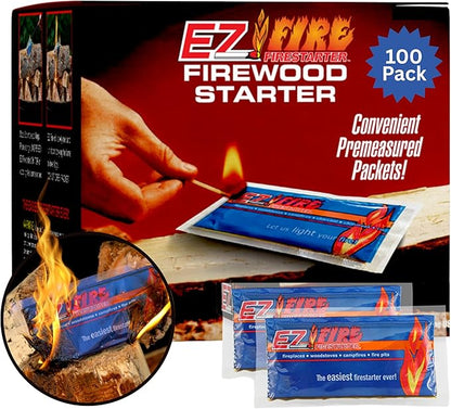– All-Natural Fire Starters for Campfires, Fire Pits, BBQs & Fireplaces – Long Burning, Weather-Resistant, Non-Toxic & Easy to Light | 100 Pack