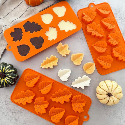 3Pack Fall Chocolate Mold.Maple Leaf Silicone Candy Mold Thanksgiving Ice Cube Molds Autumn Theme Thanksging Baking Molds for Jello Soap Candle Cake