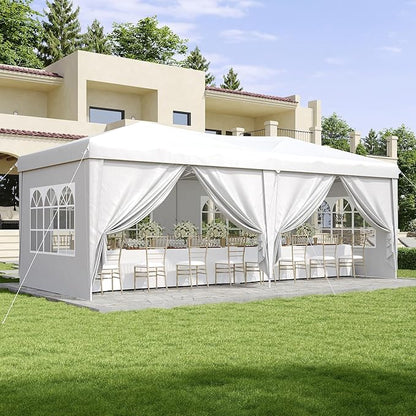 Aoxun 10x20 Pop Up Canopy Tent with 6 Removable Sidewalls, One Push Party Tent Waterproof Outdoor Canopy with 3 Adjustable Height, Portable Tents for Parties, Wedding, Commercial, Market