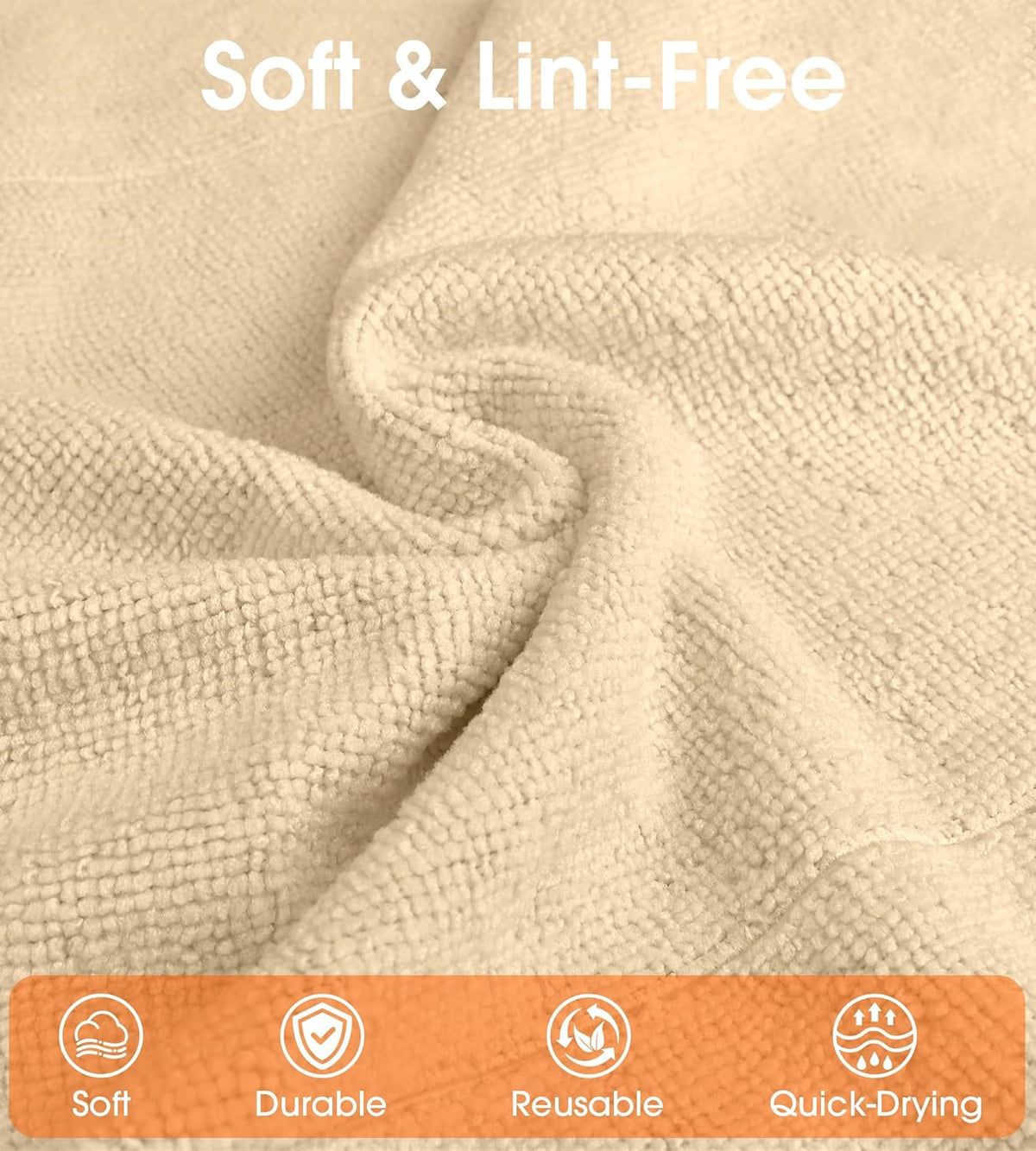 Roll of Microfiber Cleaning Cloth –100 Pack, Tear Away Microfiber Towels, Reusable, Washable, Scratch-Free, Kitchen Towels for Car, Home, Kitchen, Glass, Dishes(Wheat Beige)