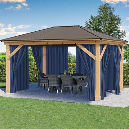 HolidayIdeas Waterproof Patio Outdoor Curtains with Rod Pocket 6 Pcs- UV & Privacy Protect Weatherproof Gazebo Outdoor Drapes for Porch, Balcony, Apartment, Sliding Glass Door, Navy, 54x95 Inch