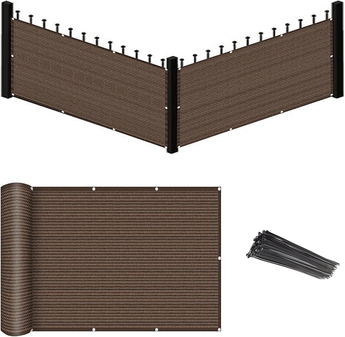 Eden's Decor Balcony Privacy Screen Brown 3'x 6' Cover Mesh Windscreen Weather-Resistant UV Protection for Backyard Deck, Patio, Balcony, Pool, Porch, Fence, Railing, Gardening