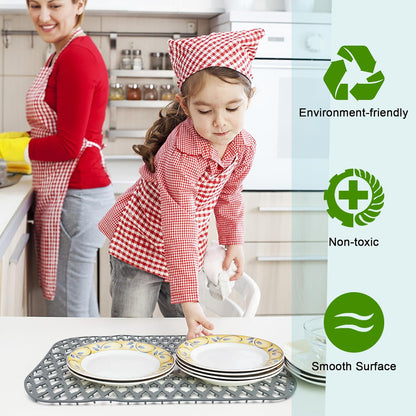 Silicone Sink Protectors - 13x11 & 16x12 & 19x14 & 22x13 & 24x13 & 26x14 & 28x14 & 30x16, Large Grid Mats for Farmhouse Sink (24'x13', Center Drain)