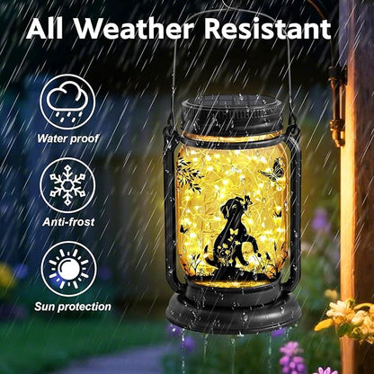 Dog Hanging Mason Jar Solar Lights, Labrador Retriever Solar Lanterns 3-in-1 Outdoor Waterproof, Birthday Gifts for Women Mom Mother's Day Dog Lover, Garden Decor for Patio Yard Balcony Decoration