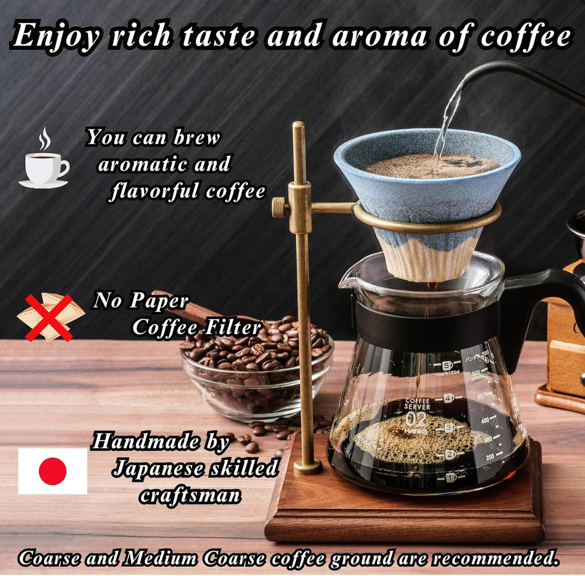 Ceramic Reusable Coffee Filter Dripper Paperless Sustinable Mt. Fuji Made in Japan (Cherry blossoms)