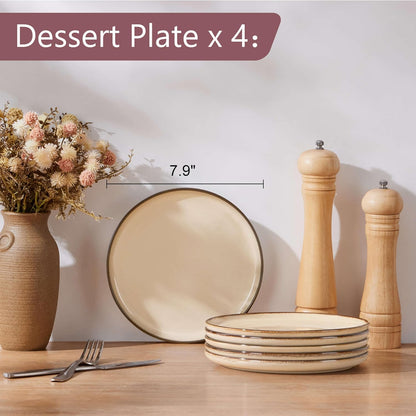Herogo Ceramic 7.9 Inch Dinner Dessert Plates Set of 6, Small Stoneware Dinnerware Plate Set