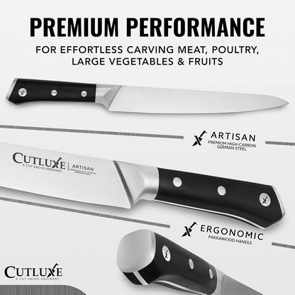 Cutluxe Turkey Carving Knife Set Carving Fork & Knife for Meat, BBQ, Brisket Razor Sharp Premium German Steel Full Tang