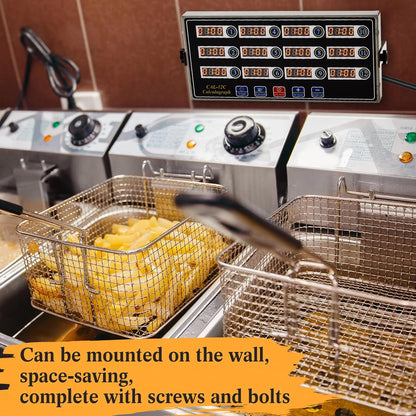 2 Pack 12-Channel Digital Kitchen Timer, Commercial Cooking Timer with Loud Alarm, Large LCD Display, for Restaurants, Baking, Labs