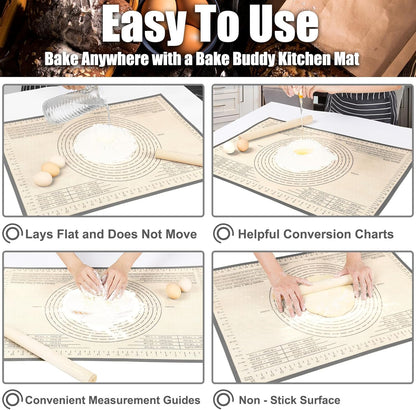 Silicone Baking Mat 36x24 Inch Nonstick Pastry Mat Perfect for Dough Mat, Pastry Board, Kitchen Counter Mat - For Dough, Pastry, Pie Crust, Fondant