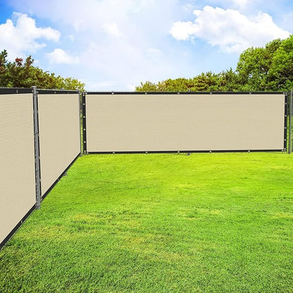 ECOOPTS 4'x95' Privacy Fence Screen Windscreen with Copper Grommets, Fit for Commercial Fence and Residential Garden Outdoor 90% UV Blockage, Cable Zip Ties Included (Beige)