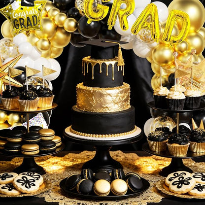 Graduation Balloon Arch Garland Kit Black Gold White Graduation Decorations 2026 for College High School Class of 2026 Grad Party Prom Decor
