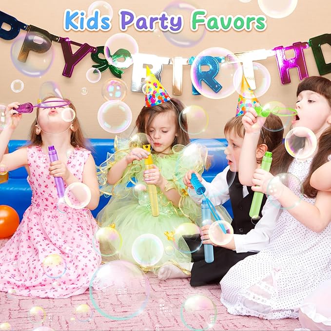 48 Pack Big Bubble Wands Bulk in 6 Colors, Bulk Party Favors for Boys & Girls, Ideal Summer Toy for Easter, Halloween, Valentine, School Classroom Prizes and Goodie Bags Stuffers