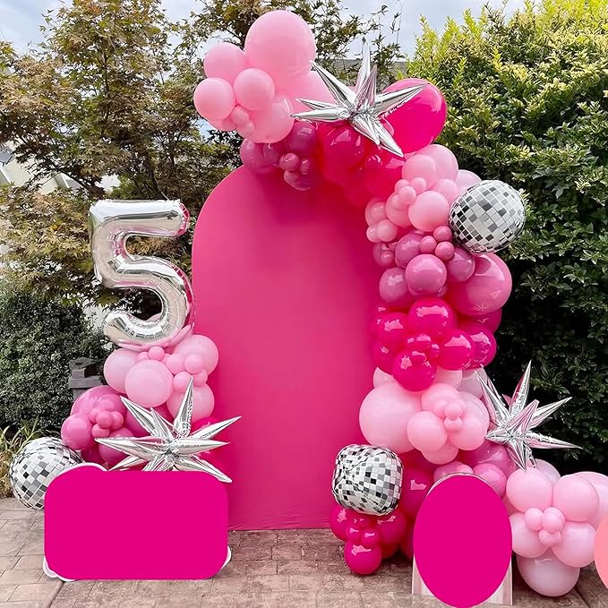 Pink Balloons, 60Pcs Hot Pink Balloons, Pink Metallic Balloons with 12in for Girls Women Baby Shower Valentine's Day Wedding Birthday Party Decoration