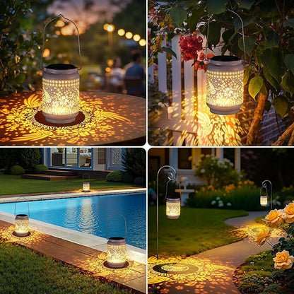 KOOPER 2 Pack Solar Lanterns Outdoor Waterproof Mothers Day Gifts for Women Mom Grandma, Metal Hummingbird Hanging Solar Lantern Outdoor, 2 Modes Outdoor Decoration for Yard, Patio, Garden, Porch