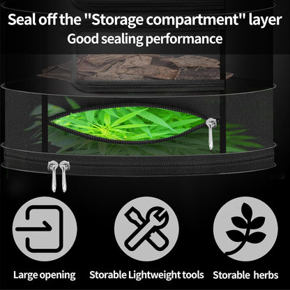 Herb Drying Rack Hanging Mesh Net,Large 6+1 Layer Plant Drying Rack with Door-Type Zipper & Closed Storage Compartment for Folding Basket Dryer Fiting in Grow Tents,Garden Outdoor