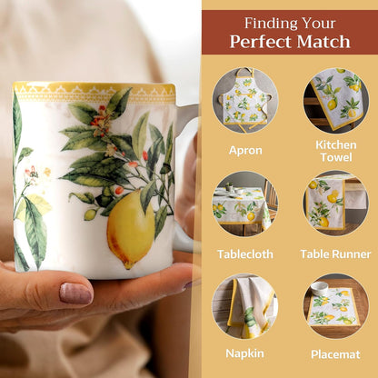 Maison d' Hermine Coffee Mug with Handles Fine Bone China Mugs Pack of Two Tea Cups for Hot Beverages Cappuccino Latte Home Restaurant Office Perfect for Gift (Limoncello, 15 Ounce)