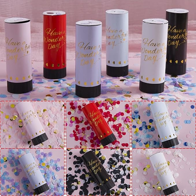 6 Pack Confetti Cannon, Multicolor Party Poppers Confetti Shooters for Wedding Birthday Holiday Celebration Christmas New Year Events Prank Graduation, Funny Small Confetti Popper, Easy To Use (Mix)